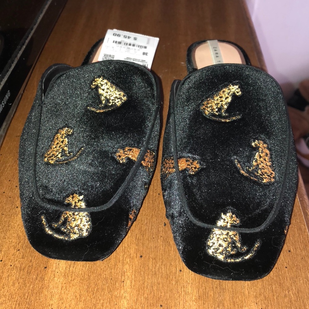 Zara Black Velvet Mules